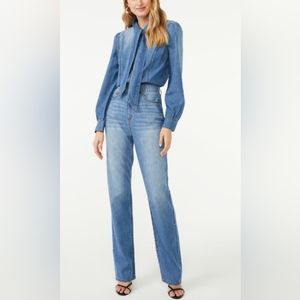 Scoop NYC Light Blue Denim Jumpsuit